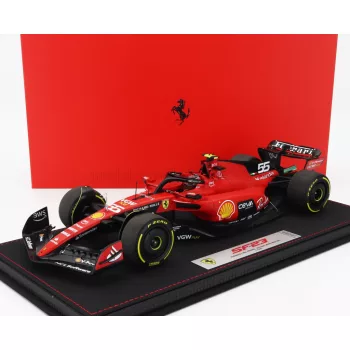   Bbr-Models - FERRARI F1  SF-23 TEAM SCUDERIA FERRARI N 55 BELGIUM SPA GP 2023 CARLOS SAINZ - CON VETRINA - WITH SHOWCASE RED BLACK
