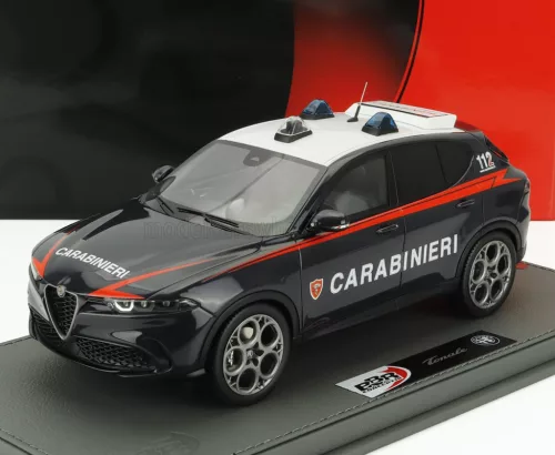 Bbr-Models - ALFA ROMEO TONALE VELOCE CARABINIERI 2023 - CON VETRINA - WITH SHOWCASE BLUE WHITE RED