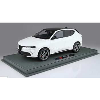   Bbr-Models - ALFA ROMEO TONALE VELOCE TRIBUTO BLACK ROOF 2023 - CON VETRINA - WITH SHOWCASE BIANCO ALFA - WHITE BLACK