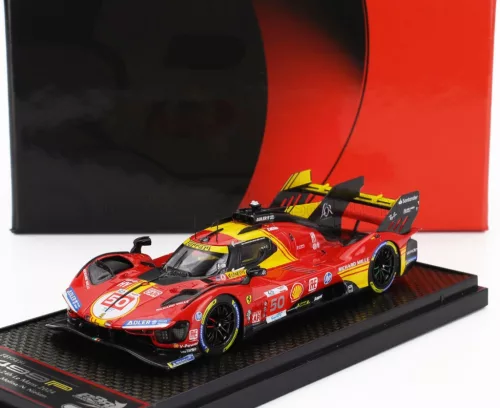 Bbr-Models - FERRARI 499P 3.0L TURBO V6 TEAM FERRARI AF CORSE N 50 WINNER 24h LE MANS 2024 ANTONIO FUOCO - MIGUEL MOLINA - NICKLAS NIELSEN RED YELLOW BLACK