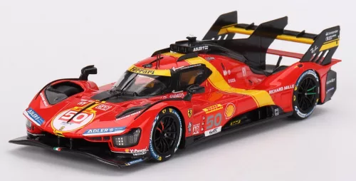 Bbr-Models - FERRARI 499P 3.0L TURBO V6 TEAM FERRARI AF CORSE N 50 3rd 1000 miles SEBRING 2023 ANTONIO FUOCO - MIGUEL MOLINA - NICKLAS NIELSEN RED YELLOW BLACK