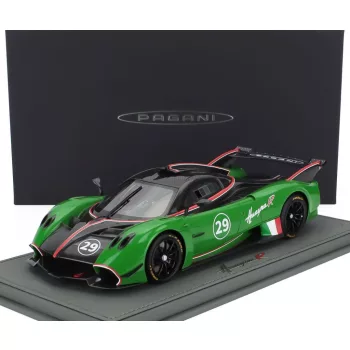   Bbr-Models - PAGANI HUAYRA R N 29 RACING 2021 - CON VETRINA - WITH SHOWCASE BLACK CARBON GREEN