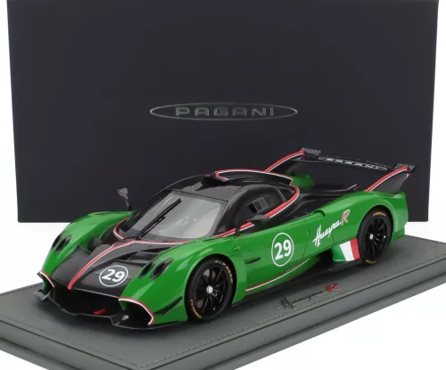 Bbr-Models - PAGANI HUAYRA R N 29 RACING 2021 - CON VETRINA - WITH SHOWCASE BLACK CARBON GREEN