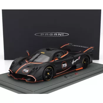   Bbr-Models - PAGANI HUAYRA R N 73 RACING 2021 - CON VETRINA - WITH SHOWCASE MATT BLACK CARBON