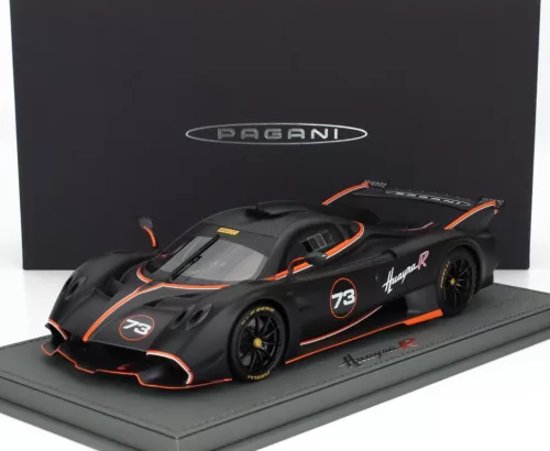 Bbr-Models - PAGANI HUAYRA R N 73 RACING 2021 - CON VETRINA - WITH SHOWCASE MATT BLACK CARBON