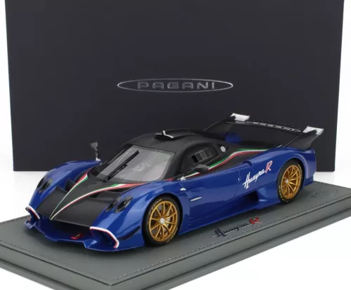 Bbr-Models - PAGANI HUAYRA R 2021 - CON VETRINA - WITH SHOWCASE BLU FRANCIA - BLUE MATT BLACK