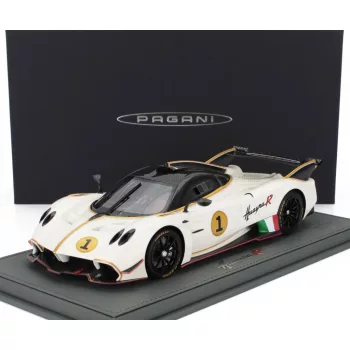   Bbr-Models - PAGANI HUAYRA R N 1 RACING 2021 - CON VETRINA - WITH SHOWCASE BIANCO BENNY - WHITE BLACK