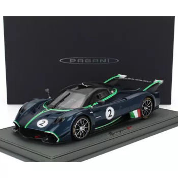   Bbr-Models - PAGANI HUAYRA R N 2 RACING 2021 - CON VETRINA - WITH SHOWCASE MATT BLUE BLACK CARBON