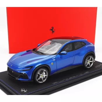   Bbr-Models - FERRARI PUROSANGUE SUV 2022 - CON VETRINA - WITH SHOWCASE BLU CORSA - BLUE MET