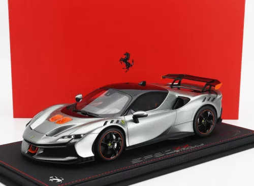 Bbr-Models - FERRARI SF90 XX STRADALE 2024 - CON VETRINA - WITH SHOWCASE GRIGIO COMPETIZIONE - GREY MET ORANGE