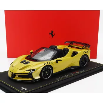   Bbr-Models - FERRARI SF90 XX STRADALE SPIDER 2024 - CON VETRINA - WITH SHOWCASE GIALLO MONTECARLO - YELLOW MET BLACK