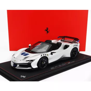   Bbr-Models - FERRARI SF90 XX STRADALE SPIDER 2024 - CON VETRINA - WITH SHOWCASE ARGENTO NURBURGRING - SILVER BLUE