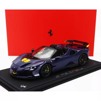   Bbr-Models - FERRARI SF90 XX STRADALE SPIDER 2024 - CON VETRINA - WITH SHOWCASE BLU ELETTRICO - BLUE YELLOW