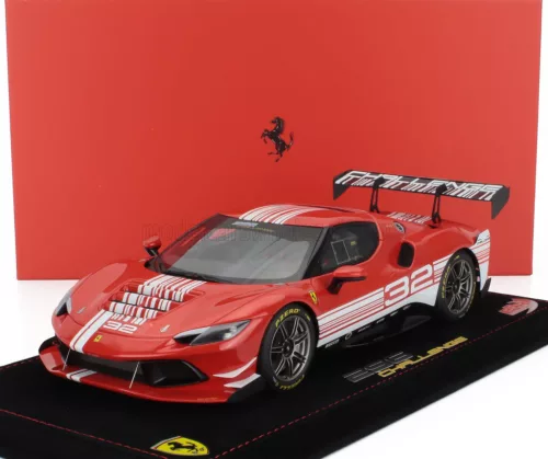 Bbr-Models - FERRARI 296 GT3 3.0L TWIN TURBO V6 CHALLENGE N 32 LAUNCH VERSION 2023 - CON VETRINA - WITH SHOWCASE RED WHITE