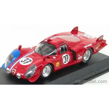   Best-Model - Alfa Romeo 33.2 Coupe N 37 Le Mans 1968 Pilette - Slotemaket Red Blue