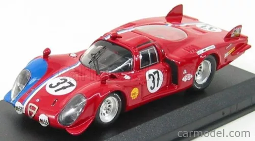 Best-Model - Alfa Romeo 33.2 Coupe N 37 Le Mans 1968 Pilette - Slotemaket Red Blue