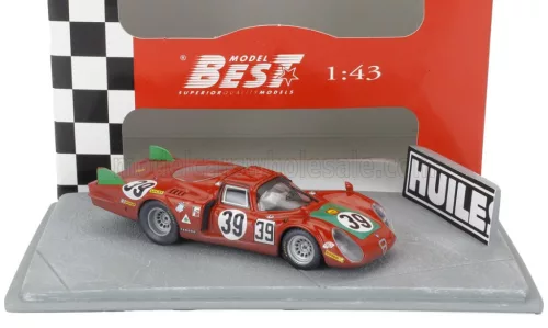 Best-Model - ALFA ROMEO DIORAMA T33.2 TEAM AUTODELTA SPA N 39 24h LE MANS 1968 IGNAZIO GIUNTI - GIOVANNI GALLI RED