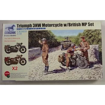 Bronco Models - Triumph 3HW Motocycle w/MP Figure Set
