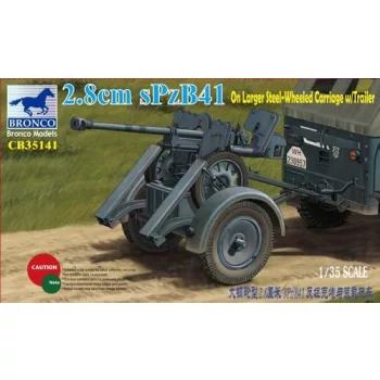  Bronco Models - 2.8cm sPzb41 On Larger Steel-Wheeled carriage w/Traile