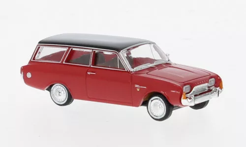 Brekina - Brekina, Ford Taunus P3 Turnier, rot/schwarz, 1964, 1:87