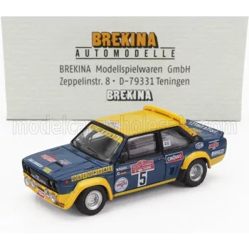  Brekina - FIAT 131 ABARTH N 5 RALLY SANREMO 1977 WALTER ROHRL - WILLI PETER PITZ BLUE YELLOW
