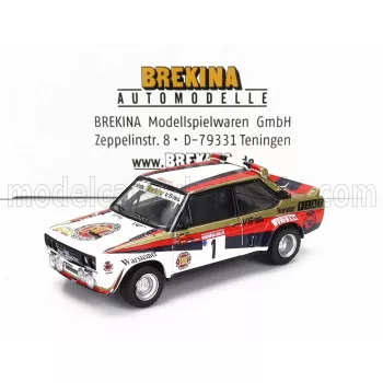   Brekina - FIAT 131 ABARTH N 1 WINNER RALLY HUNSRUECK 1980 WALTER ROHRL - CHRISTIAN GEISTDORFER WHITE RED BLACK GOLD