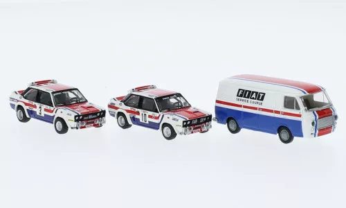 Brekina - Brekina, Set Fiat 131 Abarth und Fiat 238 Kasten, 1974, Fiat France Service Course, 1:87