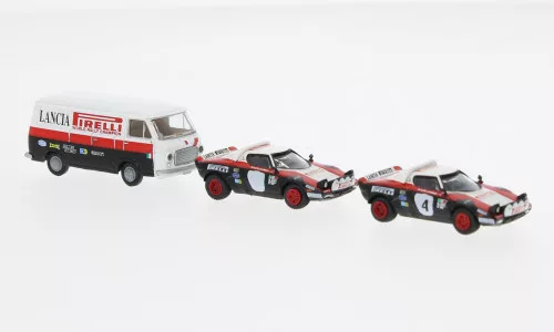 Brekina - Brekina, Set Lancia Stratos HF und Fiat 238 Kasten, 1974, Lancia Rally Team, 1:87