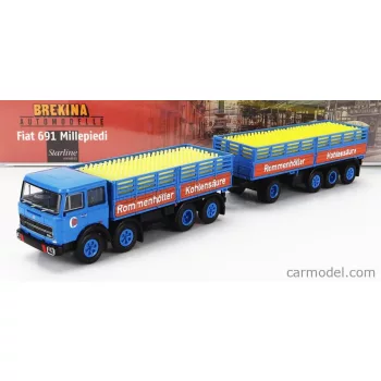   Brekina Plast - Fiat 691 Truck Millepiedi Rommenholler Kohlensaure 1970 Blue Black Yellow