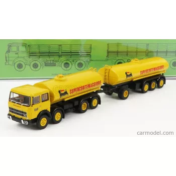   Brekina Plast - Fiat 691 Millepiedi Tanker Truck Agip Supercortemaggiore 1961 Yellow Black