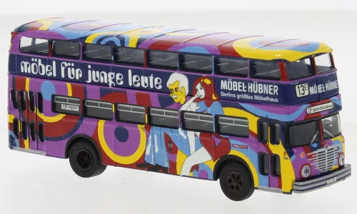 Brekina - Brekina, Büssing D2U Doppeldecker, 1960, BVG - Möbel Hübner, 1:87