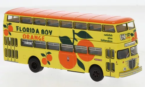 Brekina - Brekina, Büssing D2U Doppeldecker, 1960, BVG - Florida Boy Orange, 1:87