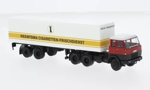 Brekina - Brekina, Hanomag Henschel F 221 S Koffer-SZ, 1969, Union Transport - Reemtsma, 1:87