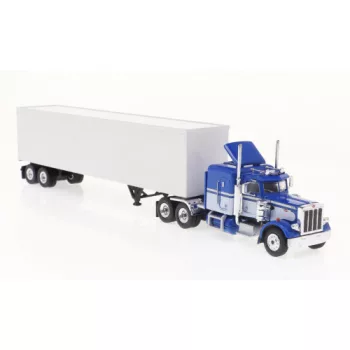 Brekina - Peterbilt 359 Koffer-SZ, blau/weiss, 1973, 1:87