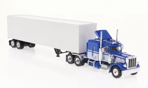 Brekina - Peterbilt 359 Koffer-SZ, blau/weiss, 1973, 1:87