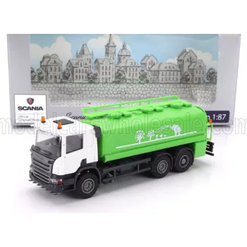  Brekina - SCANIA P124.860 TANKER TRUCK 3-ASSI 1988 GREEN WHITE