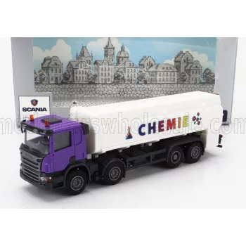   Brekina - SCANIA P124.860 TANKER TRUCK CHEMIE 3-ASSI 1988 WHITE PURPLE