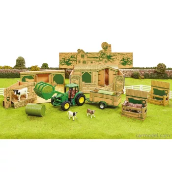  Britains - Accessories Diorama Farm Building With Tractor John Deere And Trailer Green Yellow