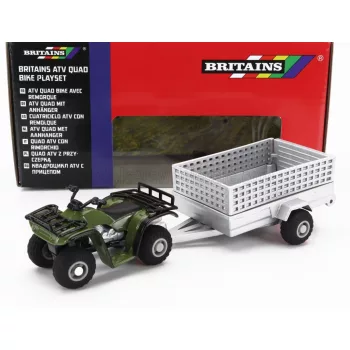 Britains - YAMAHA QUAD 4X4 WITH TRAILER 2009 GREEN SILVER