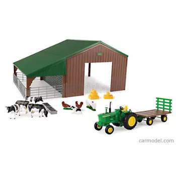   Britains - John Deere 4020 Tractor 1968 With Animals And Farm Building - Diorama Stalla Con Animali Green
