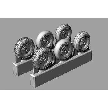 Brengun - Spitfire 4 spoke wheels set (3 types of tires)