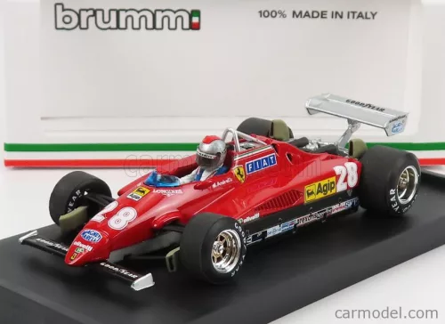 Brumm - Ferrari F1 126C2 N 28 3Rd Italy Gp 1982 Mario Andretti - With Driver Figure Red