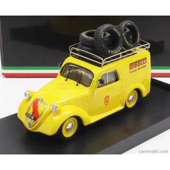   Brumm - Fiat 500B Van Pubblicitario Pirelli Bologna Assistenza Mille Miglia 1950 Yellow