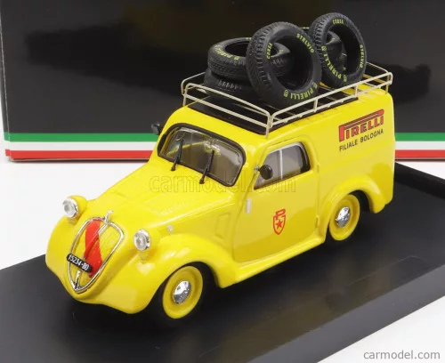 Brumm - Fiat 500B Van Pubblicitario Pirelli Bologna Assistenza Mille Miglia 1950 Yellow
