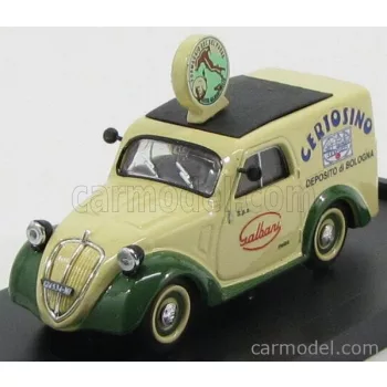   Brumm - Fiat 500B Furgone Van Veicolo Commerciale Publicitaire Galbani Melzo Milano Deposito Di Bologna 1950 Cream Green