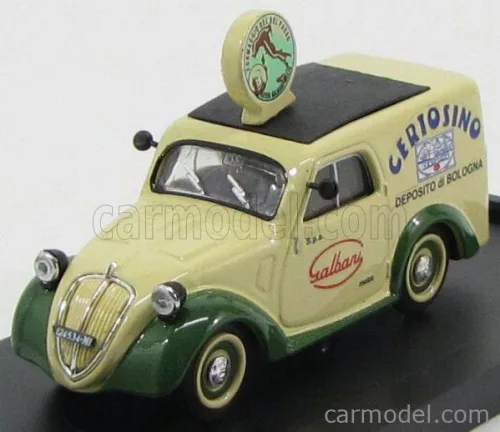 Brumm - Fiat 500B Furgone Van Veicolo Commerciale Publicitaire Galbani Melzo Milano Deposito Di Bologna 1950 Cream Green