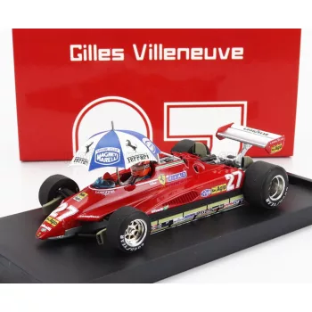   Brumm - FERRARI F1  126C2 N 27 BRAZILIAN GP 1982 GILLES VILLENEUVE - WITH DRIVER FIGURE AND UMBRELLA RED