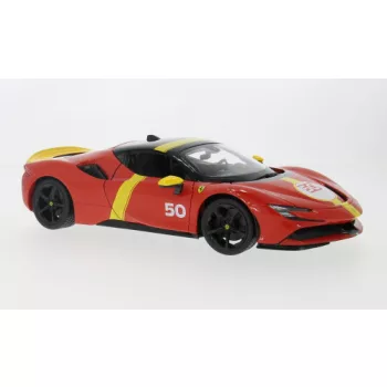 Burago - Ferrari SF90 Stradale, rot/gelb, Le Mans, 1:18