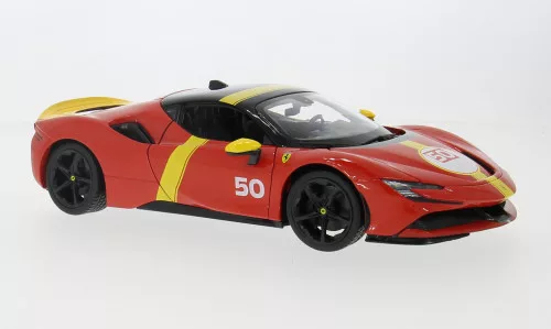 Burago - Ferrari SF90 Stradale, rot/gelb, Le Mans, 1:18
