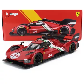   Burago - FERRARI 499P 3.0L TURBO V6 N 24 MODIFICATA 2024 RED YELLOW BLACK